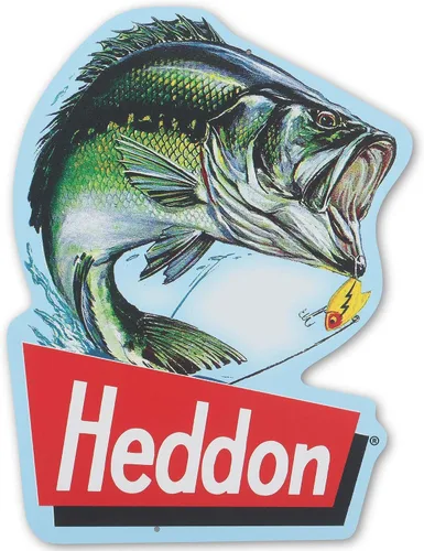 Heddon - Letrero de metal con diseño de pez – Decoración de pared de pesca vintage para garaje, cueva de hombre o cabaña