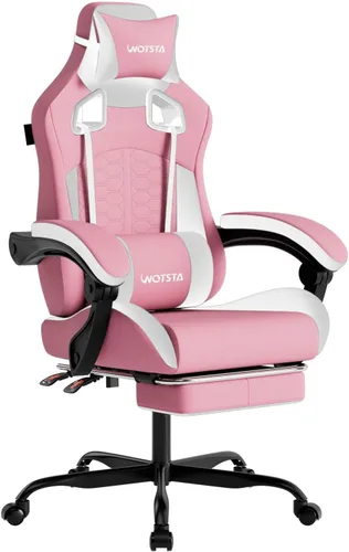 Miniatura 15 de Silla de juegos con reposapiés, sillas de juegos de cuero de PVC ergonómica, silla de jugadores de oficina, reposacabezas soporte lumbar