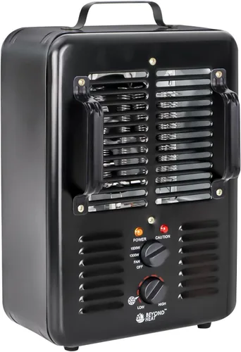 BEYOND HEAT Milkhouse - Calentador eléctrico de 1300 W/1500 W con termostato, 3 ajustes de calor, seguro y silencioso para el hogar, garaje, taller,