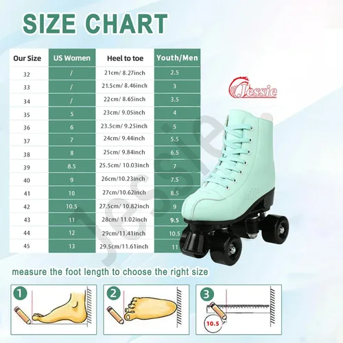 Miniatura 5 de Jessie - Patines de piel sintética ajustables de cuatro ruedas de alta calidad para mujeres, hombres, niños y niñas - Interior y exterior