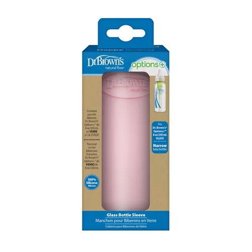 Miniatura 3 de Dr. Brown's Options+ Funda estrecha para botella de vidrio, 100% silicona, rosa, sin BPA, 8 onzas, paquete de 1