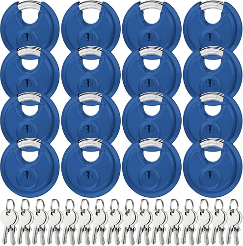 Miniatura 8 de Chumia Paquete de 16 candados con igual llave, acero inoxidable de 2-3/4 de ancho, cerraduras de disco de grillete de 3/8 para exteriores