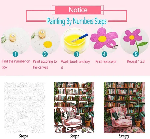 Miniatura 6 de Angel Girl - Pintura por números para adultos, corona de rosas rosadas, pintura al óleo digital, pintura acrílica, kit de pintura linda para niñas