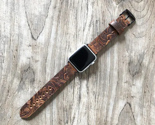 Miniatura 6 de Correa de reloj de cuero para mujer con nombre personalizado compatible con Apple Watch de 1.575 pulgadas, 1.614 pulgadas, 1.496 pulgadas, 1.654