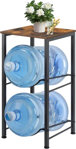 MOOACE Estante para jarra de agua de 5 galones, organizador de 2 niveles para botellas de agua con estantes de almacenamiento, estante dispensador