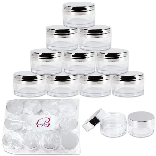 Beauticom - Tarros transparentes redondos de acrílico con tapas para bálsamos labiales, cremas, maquillaje, cosméticos, muestras, ungüentos y otros