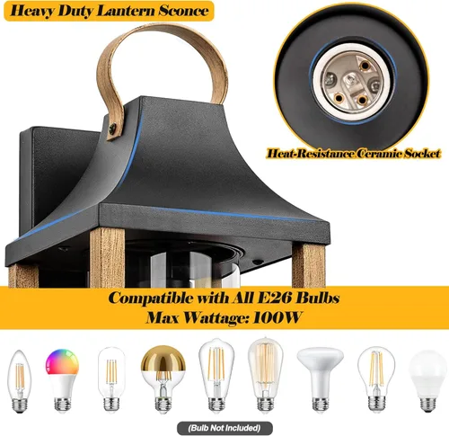 Miniatura 4 de Lámpara de Pared Grande para Exteriores 17" H Luminaria con Vidrio Transparente Cilíndrico Aplique de Pared Moderno para Patio Porche Patio, Base