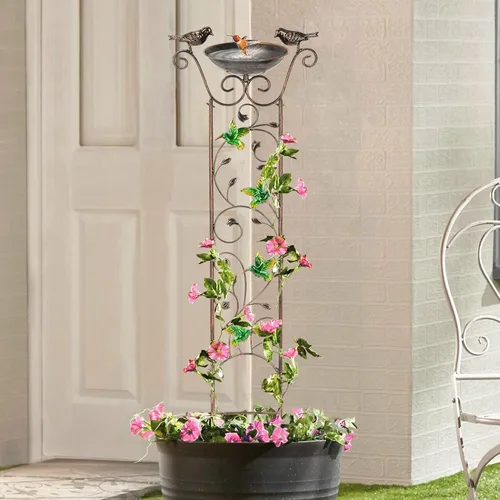 Miniatura 6 de LEWIS&WAYNE Enrejado de Jardín para Aves al Aire Libre, 40 Pulgadas de Hierro Antiguo, Enrejado Decorativo para Plantas de Jardín con Colibríes