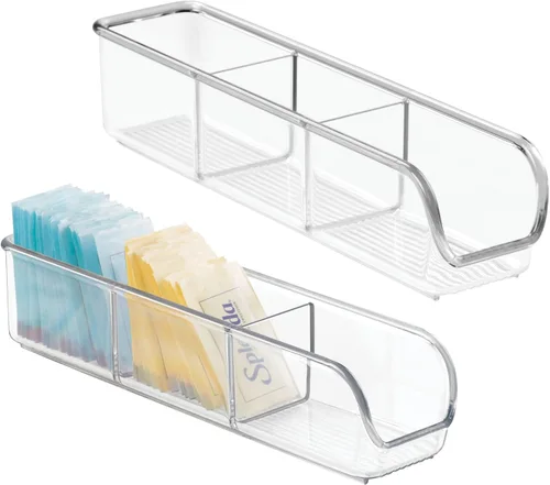 Miniatura 9 de iDesign Organizador de paquetes de plástico y bolsas de té, recipientes de almacenamiento de cocina para azúcar, sal, pimienta, edulcorantes, bolsas
