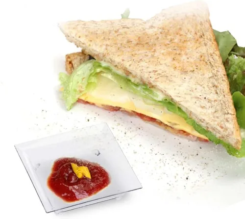 Miniatura 7 de Paquete de 720 pequeños platos cuadrados de plástico transparente para fiestas, mini bandeja para servir aperitivos, platos de postre desechables