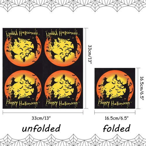 Miniatura 3 de ASTARON Paquete de 60 servilletas de Halloween de 13 x 13 pulgadas, servilletas de papel desechables para decoración de mesa de Halloween