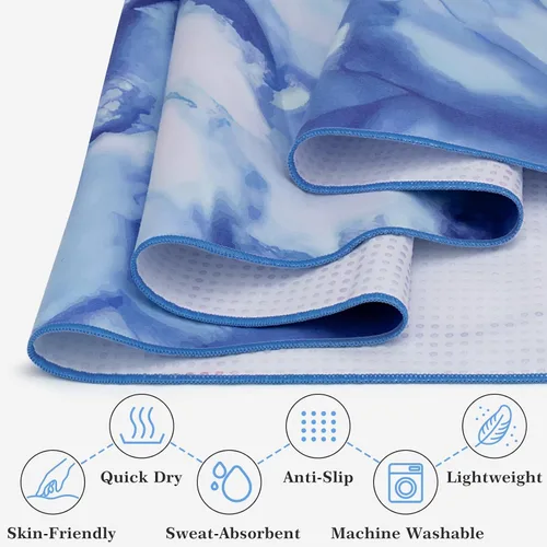 Miniatura 2 de Toalla de yoga caliente con bolsillos en las esquinas, 70 x 26 pulgadas, antideslizante y absorbente del sudor, manta de yoga de microfibra suave