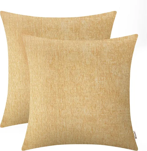 Miniatura 8 de BRAWARM Fundas de almohada 40x40 cm - Paquete de 2 fundas de almohada de chenilla negra, fundas de almohada de chenilla suave teñida sólida