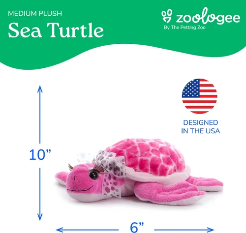 Miniatura 6 de The Petting Zoo, Lash'z - Peluche de tortuga marina rosa, regalos para niñas, juguete de peluche de 12 pulgadas