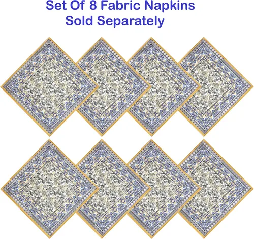 Miniatura 4 de Home Bargains Plus Mantel rectangular de tela, 60 x 102 pulgadas, estampado floral amarillo y azul, para interiores y exteriores, resistente a
