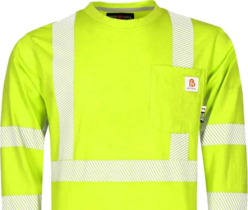 Miniatura 5 de BOCOMAL FR Tee Shirts High Visibility/Hi Vis Flame Resistant/Fire Retardant Shirt 7oz Reflective Hombres Seguridad Camisas