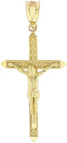 Colgante de crucifijo de oro amarillo de 10 quilates crucifijo de cruz de la pasión de Cristo Metal no conocido