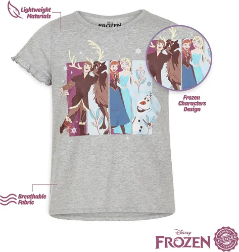 Miniatura 2 de DISNEY Camisetas de princesa para niñas, Ariel, Cenicienta, Bella, Jasmin, Elsa, Anna, paquete de 4 camisetas gráficas de manga corta (tamaño 3T-7)