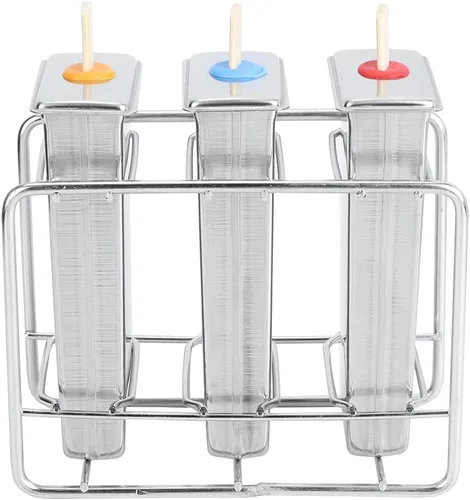 Miniatura 7 de 3 moldes de paletas de acero inoxidable, máquina de paletas de hielo con soporte de acero inoxidable, 55 varillas, 10 bolsas de almacenamiento, kit