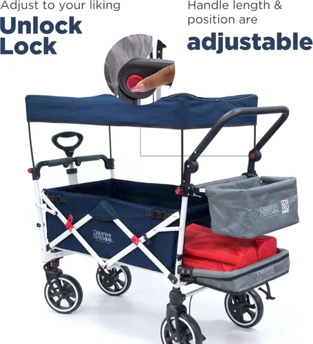 Miniatura 2 de Carro creativo para exteriores para niños, cochecito plegable con toldo Serie Titanium Plus Playa, parque, jardín (azul marino sólido)