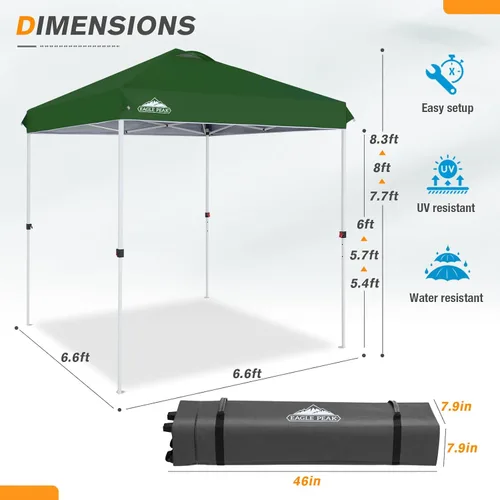 Miniatura 45 de EAGLE PEAK Tienda de campaña desplegable con bolsa de transporte con ruedas, 8 estacas, 4 cuerdas, 4 bolsas de peso, toldo de tienda de campaña