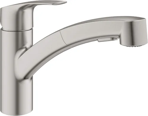 GROHE 30306DC1 - Grifo de cocina Eurosmart de doble caño con rociador extraíble, 6.63 LPM, Supersteel (acero inoxidable)