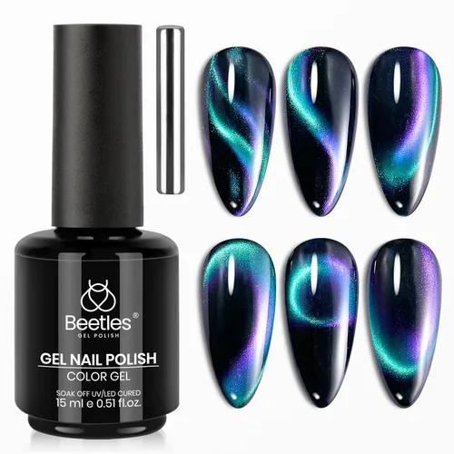 Miniatura 75 de Beetles - Esmalte de uñas de gel ultravioleta semipermanente sin HEMA de alto brillo para manicura francesa y arte de uñas, frasco a juego, blanco