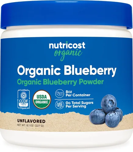 Nutricost Polvo orgánico de arándanos 8oz (227 Gramos) - Puro, sin gluten, sin OMG, de arándanos orgánicos