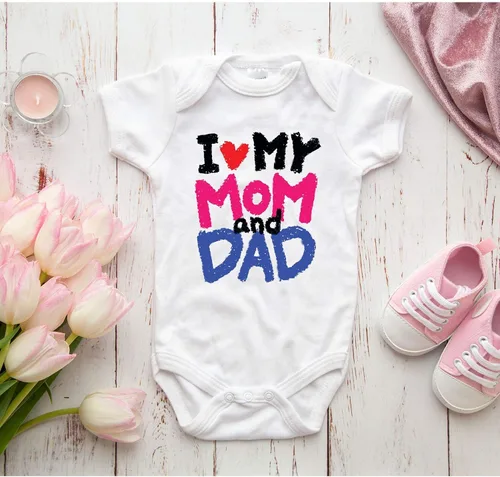 Miniatura 2 de TripleBDesigns I Love My Mom and Dad - Mameluco para bebé recién nacido