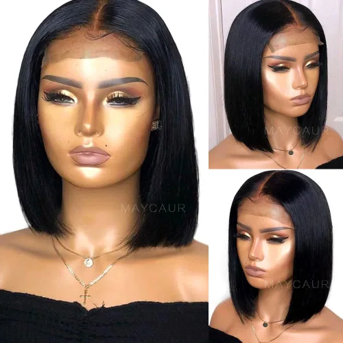 Miniatura 18 de Maycaur Pelucas de cabello humano de encaje frontal de color burdeos de densidad 130 con cabello natural de bebé