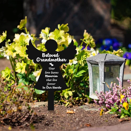 Miniatura 5 de Roowest Estacas conmemorativas para cementerio, placa de estaca, marcadores de ángel, para exteriores, acrílico, condolencias, impermeables