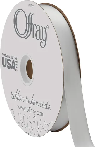 Miniatura 44 de Offray Cinta doble faz de satén, carrete de 7/8 pulgadas de ancho x 20 yardas, color blanco envejecido