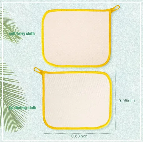 Miniatura 7 de Tatuo Paquete de 10 paños de lavado exfoliantes para cuerpo y cara, exfoliante de baño de tejido suave, toalla de baño exfoliante para eliminar