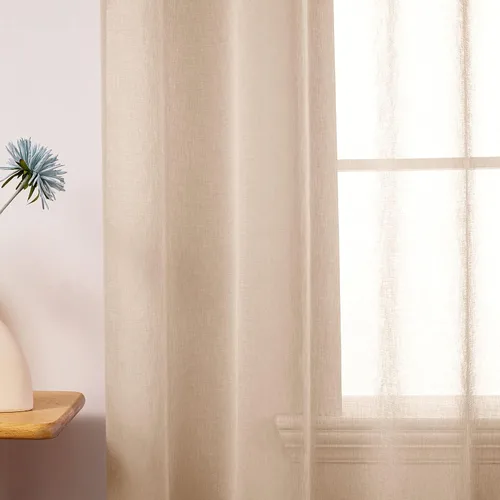 Miniatura 7 de MIULEE 2 paneles de cortinas semitransparentes beige para ventana, elegantes con ojales en la parte superior, cortinas de gasa