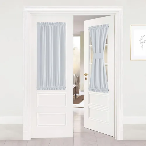 Miniatura 249 de NICETOWN Cortinas opacas unicolor con aislamiento térmico para puerta francesa, granja, oscurecimiento de habitación, puertas y ventanas de Marrón