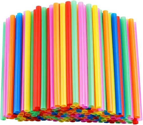 Miniatura 10 de 50 piezas de pajitas jumbo para batidos, pajitas Boba desechables de plástico colorido.