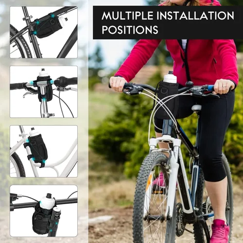 Miniatura 5 de WUVOP Soporte para Tazas de Bicicleta, Soporte para Botella de Agua de Manillar para Bicicletas con Bolsillos de Malla, Jaula Universal para Botella