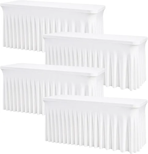 Miniatura 19 de Mantel rectangular de elastano negro, funda elástica ajustada para mesas rectangulares de 1,8 m, falda de mesa elástica sin arrugas para decoración