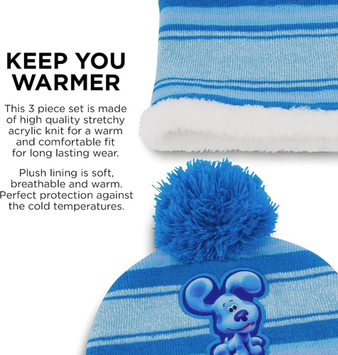 Miniatura 3 de Nickelodeon Conjunto de gorro y manoplas de invierno para niños gorro azul para niños de 2 a 4 años Juego de bufanda