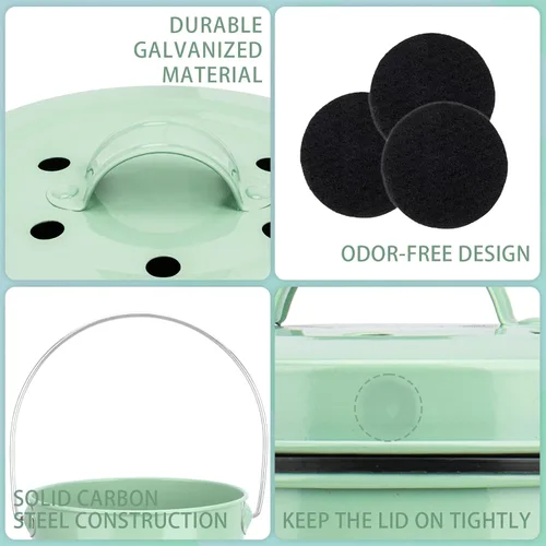 Miniatura 4 de Vipush Contenedor de compostaje para encimera de cocina compostador con tapa, contenedor pequeño de compost, incluye forro interior para cubo