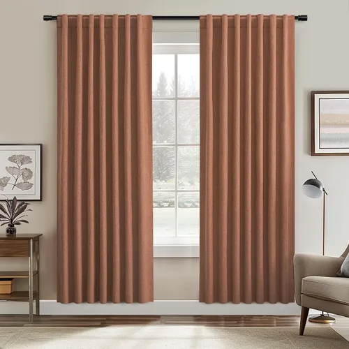 Miniatura 28 de UHITECH - Cortinas opacas beige para sala de estar, cortinas cortas de 35 pulgadas para habitación, cortinas negras para ventanas pequeñas, paneles