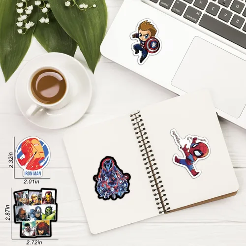 Miniatura 6 de 200 calcomanías de héroe para adolescentes, calcomanías de superhéroe, impermeables, con temática de leyendas de cómics, calcomanías para laptop