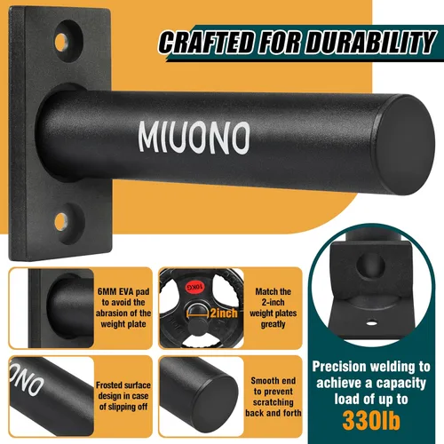 Miniatura 2 de Weight Plate Holder, Wall Mounted Weight Rack Storage for Weight Plates, Home Gym Organizer