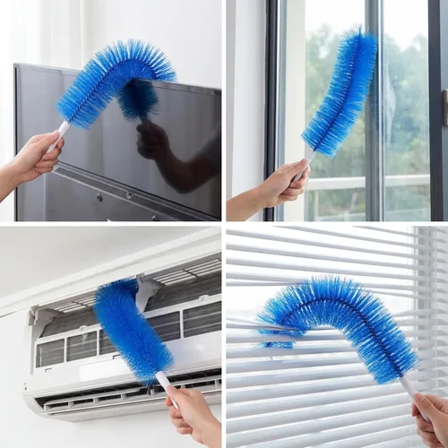 Miniatura 3 de Sliner 2 cepillos de limpieza de ventilador flexibles, limpiador de plumero reutilizable de telaraña, removedor de suciedad de cabeza de microfibra