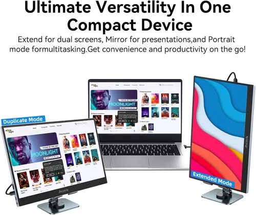 Miniatura 3 de Monitor portátil de 15.6 pulgadas, FHD 1080P 100% sRGB, bisel de metal ultra delgado, monitor externo USB-C con soporte y bolsa de transporte