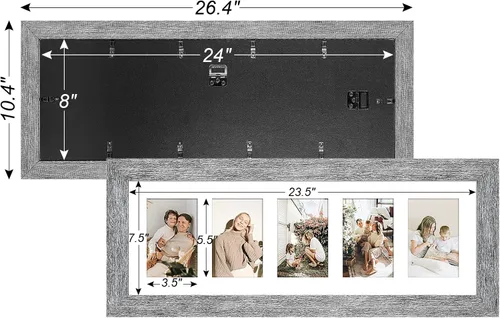 Miniatura 627 de Marcos de Fotos Collage de 13.5X15.5 con 7 Aberturas para Fotos de 4X6, Marco de Fotos Múltiples con Paspartú para Decoración de Pared, Grano