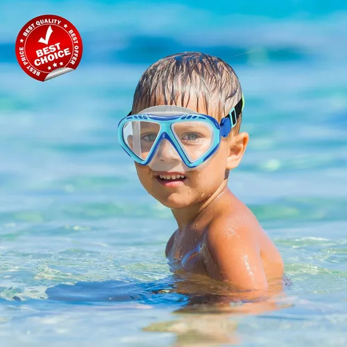 Miniatura 8 de Gafas de natación para niños, cubierta de nariz, gafas para niños sin tirones de pelo,Máscara de natación para niños antiniebla 1 unidad: tiburón
