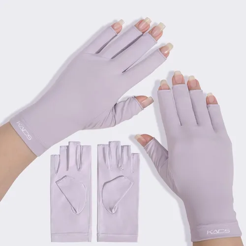Miniatura 6 de KADS Guantes UV para lámpara de uñas, guantes profesionales de protección UV UPF100+, guantes sin dedos, protegen la piel del sol y la lámpara