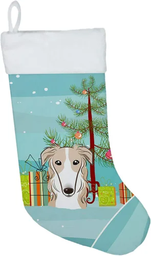 Miniatura 60 de Caroline's Treasures BB1590CS Árbol de Navidad y Alaskan Malamute Calcetines de Navidad para colgar en la chimenea, decoración de fiesta de Navidad