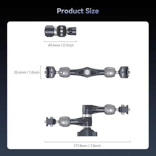 Miniatura 7 de SMALLRIG Brazo mágico Rosette de 7", soporte para monitor de cámara, brazo articulado con tornillos de 1/4"-20 y pasadores antitorsión, capacidad